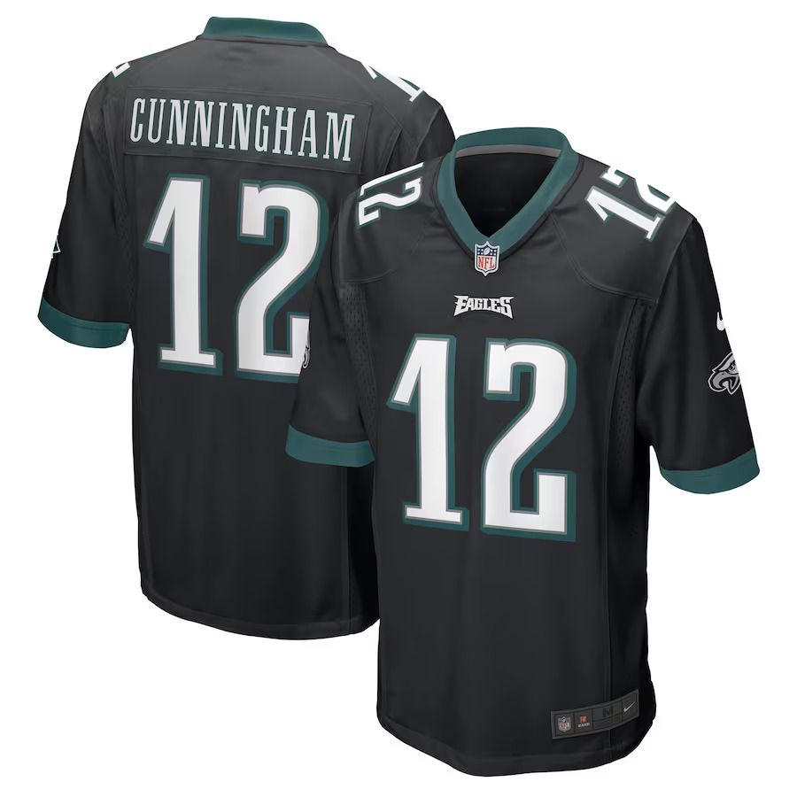 Men Philadelphia Eagles 12 Randall Cunningham Nike Black Retired Player Alternate Game NFL Jersey